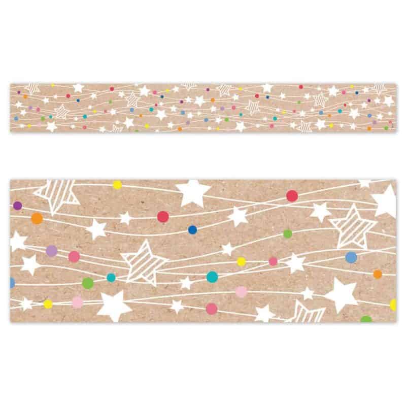 Colorful kraft stars on strings border (krafty pop, ez border)