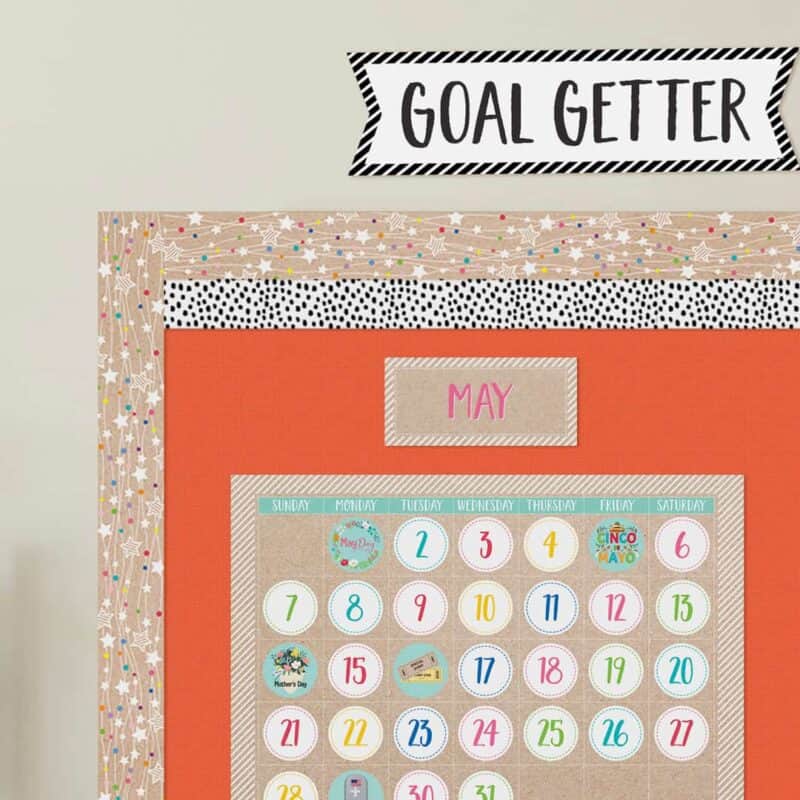 Colorful kraft stars on strings border (krafty pop, ez border)