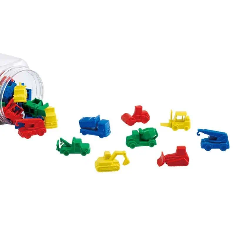 A jar of toy vehicles