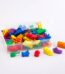 A plastic container full of colorful plastic objects