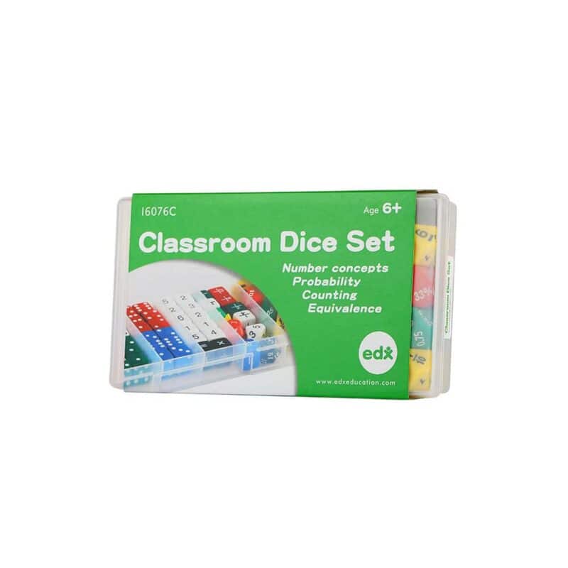 A box of dice with numbers in it