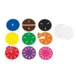 a group of colorful math fractions
