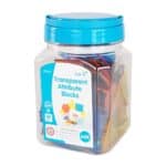 a plastic container with a blue lid
