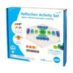 a box with a set of colorful cubes