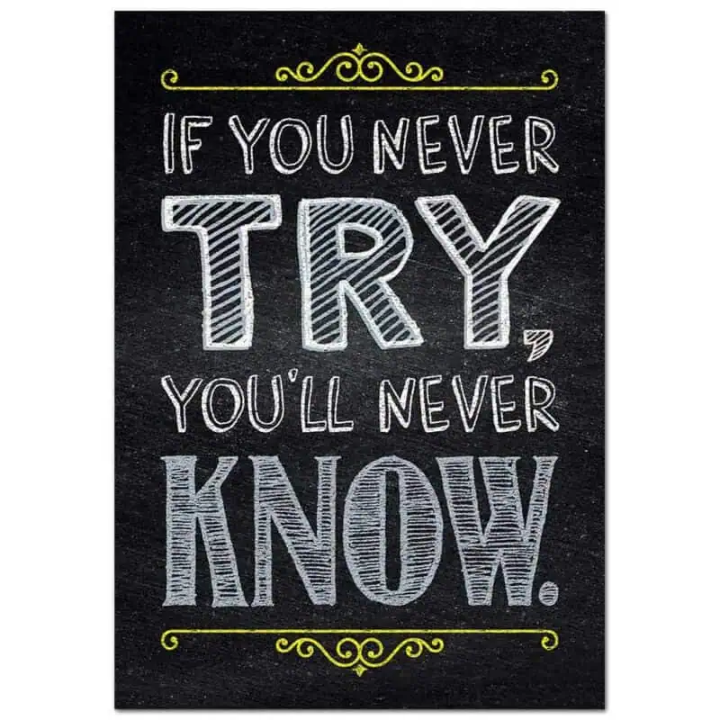 Inspire u poster: if you never try...