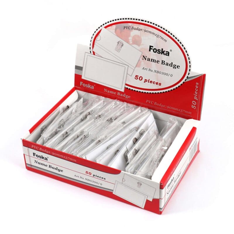 Name badge with clip and safety pin (50 pcs )  90x57mm