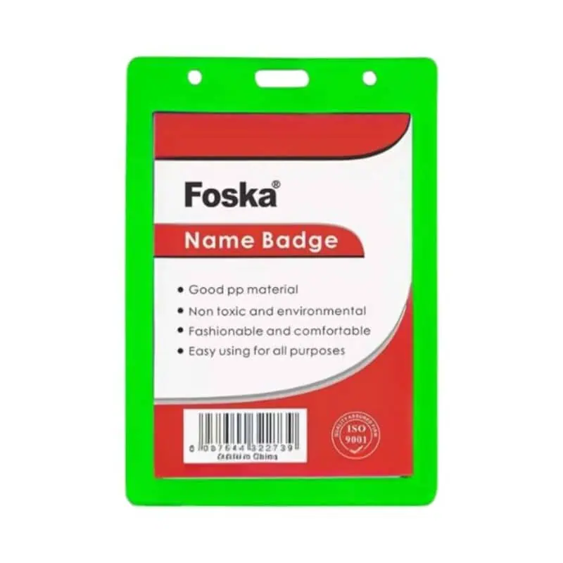 Name badge plastic color green (12pcs) , horizontal  73x105mm