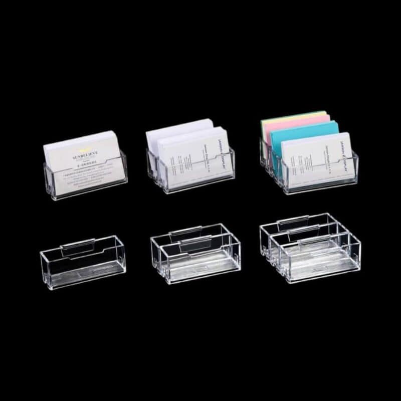Clear business card stand