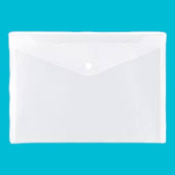 Clear Plastic Envelope folder with button & name card pocket