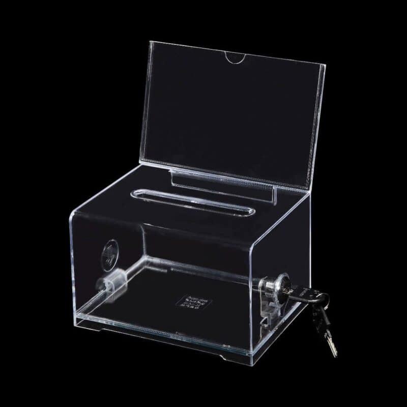 Clear name card box-with poster and lock