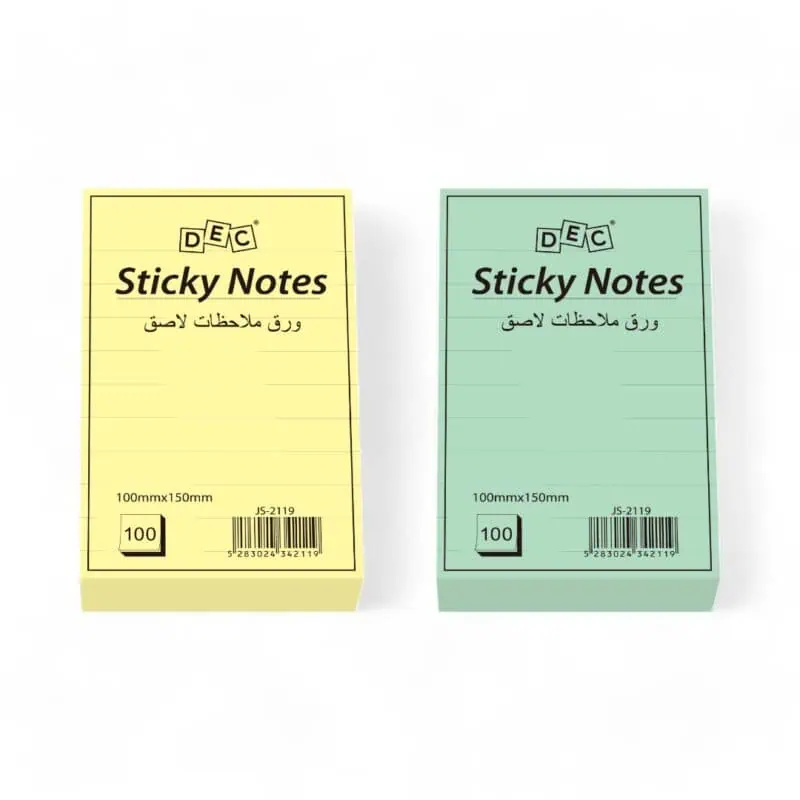 Lined  notes pastel 75mm*150mm 100sheets yellow, pink, green, blue, white