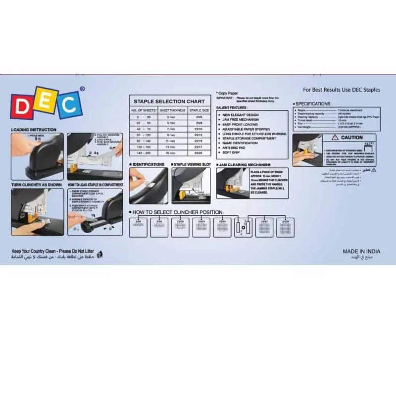 Stapler fl-12m20 black heavy-duty stapler