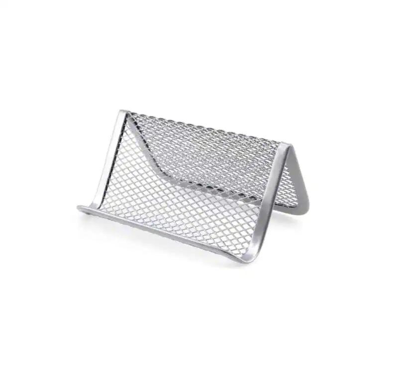 a metal mesh holder on a white background