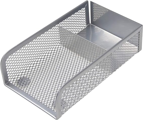 a metal mesh tray with a hole in it
