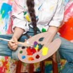 Wooden Paint Palette Paint Tray Palettes Thumb Holder Trays for Artist, 1 PCS