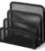 A black mesh holder with a white background