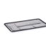 A black and white tray with mesh