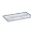 A metal tray with holes on it