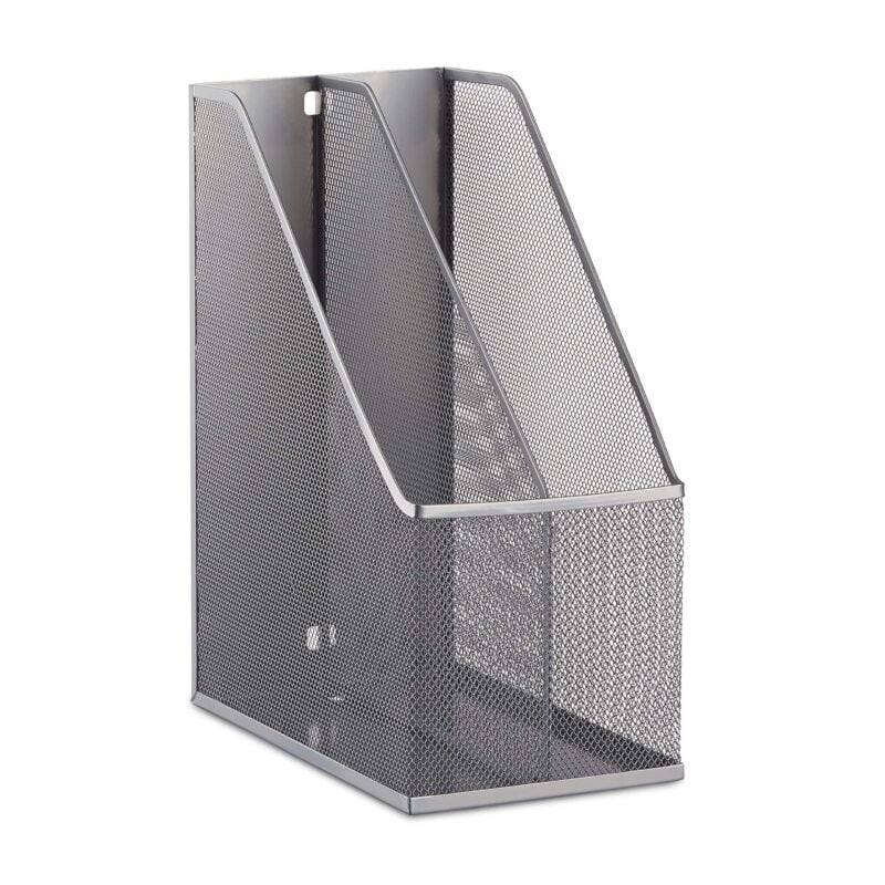 A metal file holder with mesh