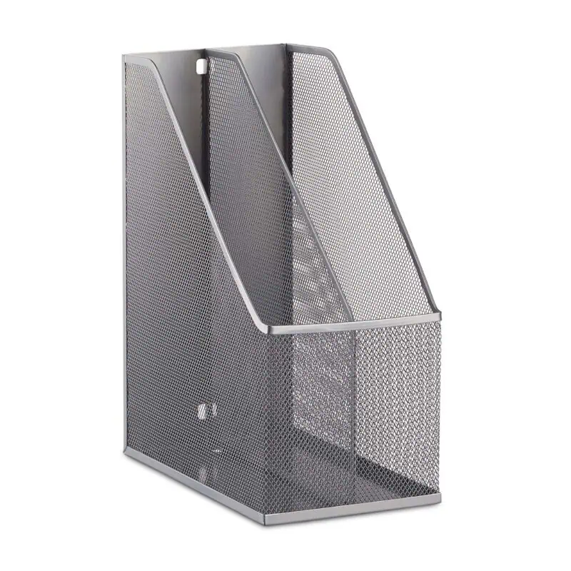 A metal file holder with mesh