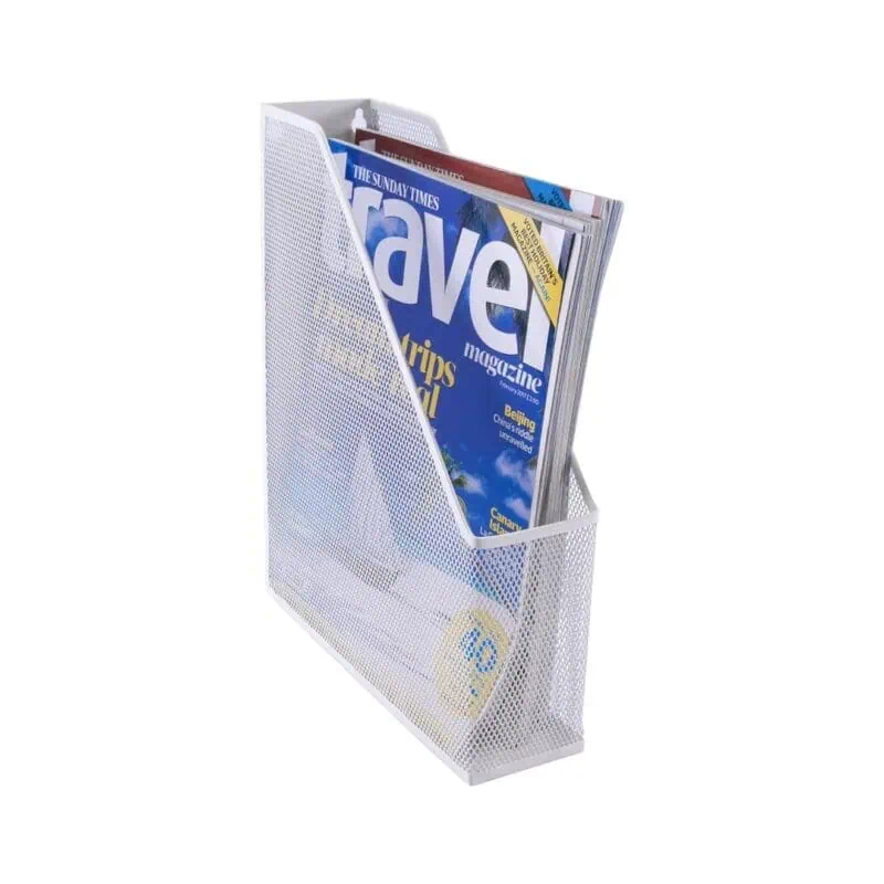 A magazine in a wire holder