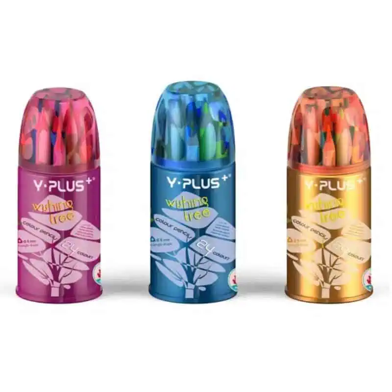 Y-Plus Wishing Tree 12 Short Coloring Pencils Round Steel case