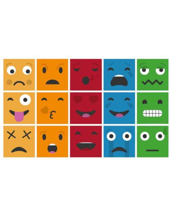 a group of squares with different facial expressions