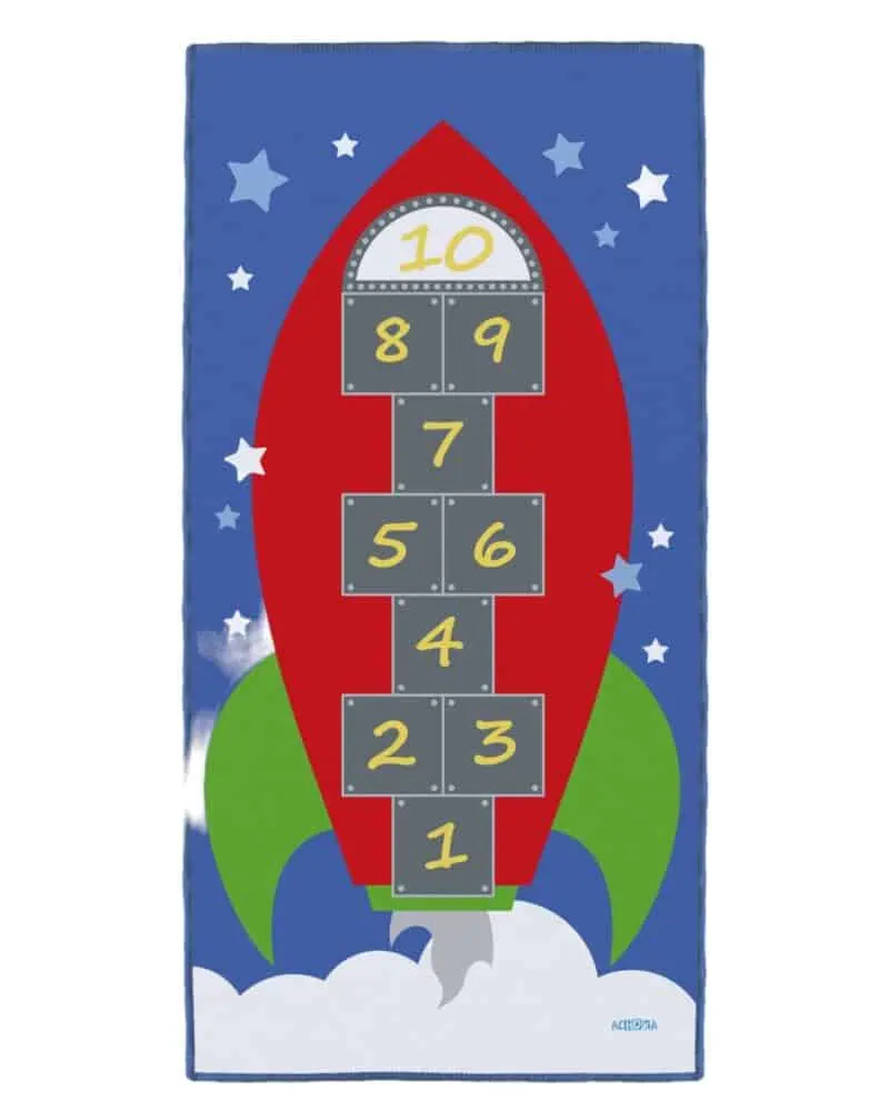 A game board with numbers and rockets