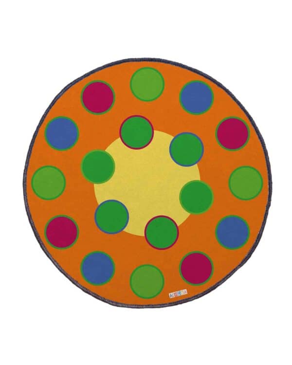 a rug with colorful circles
