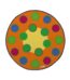 A rug with colorful circles