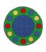 A rug with circles in a circle