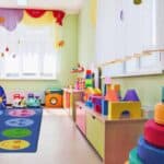 a room with colorful toys