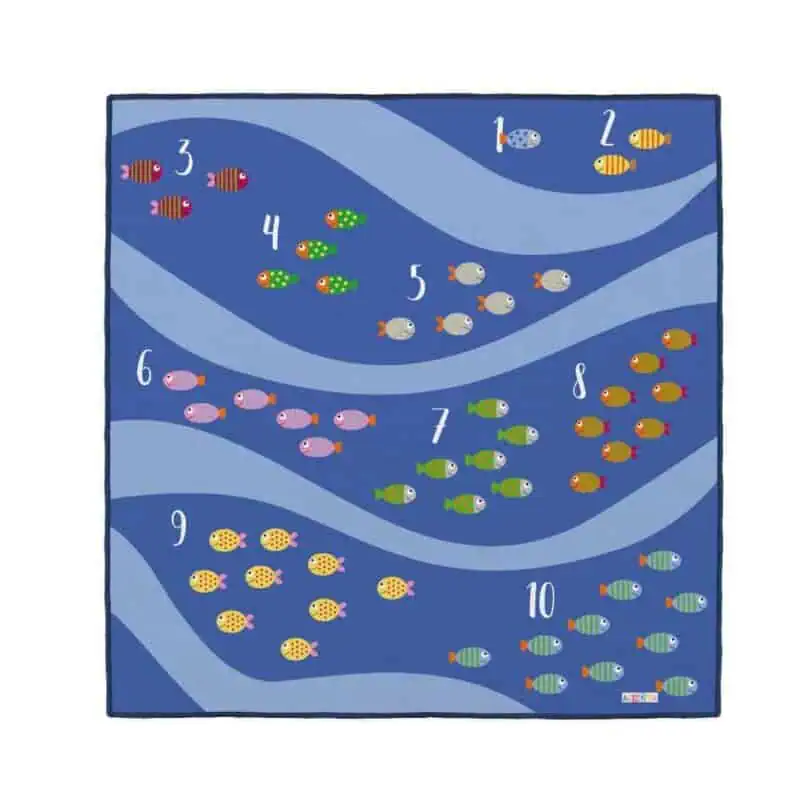 A rug with fish and numbers