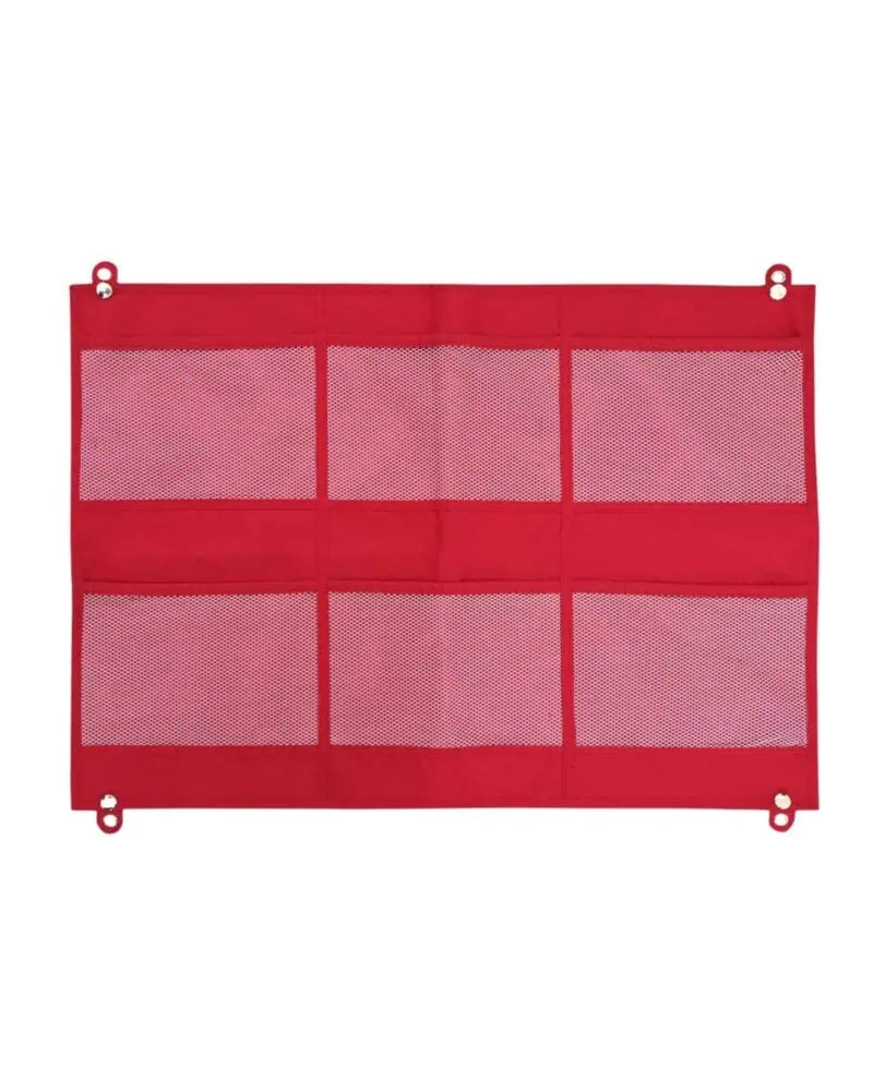 A red and white cloth with holes