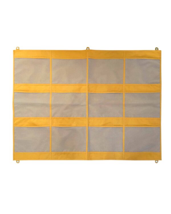 a yellow and white mesh net